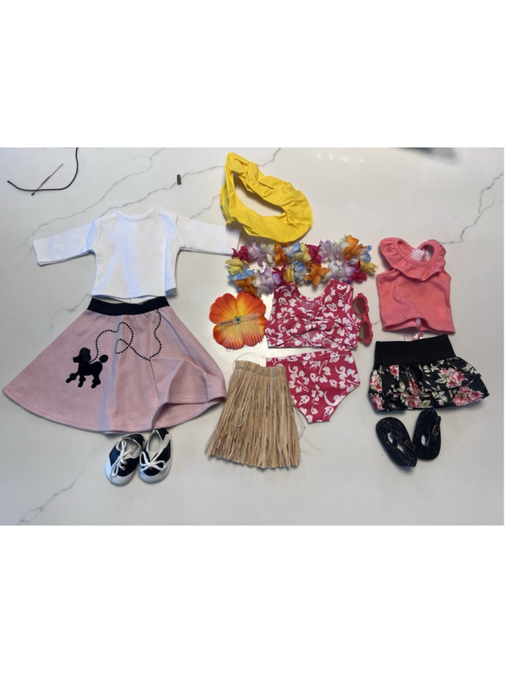 18” Doll Clothes For American Girl ~ 3 Outfits Poodle Skirt Swim Suit Hulu Skirt